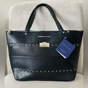 Adrienne Vittadini Croco Tote (black, large) from "The Veneto Collection”